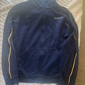 Reebok Dark Blue Hoodie with Gold Stripes